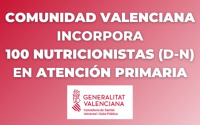La Comunidad Valenciana incorpora 100 Dietistas-Nutricionistas en Atención Primaria | Generalitat Valenciana